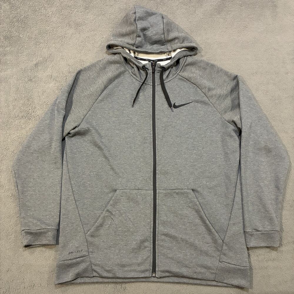 Nike Dri-FIT Gray Hooded Sweatshirt Jacket Full Zip Hoodie Men's Size XL